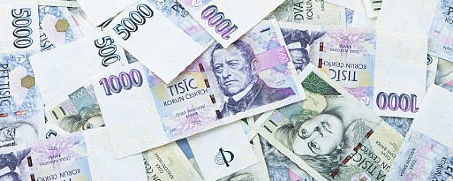 Czech paper money on white background